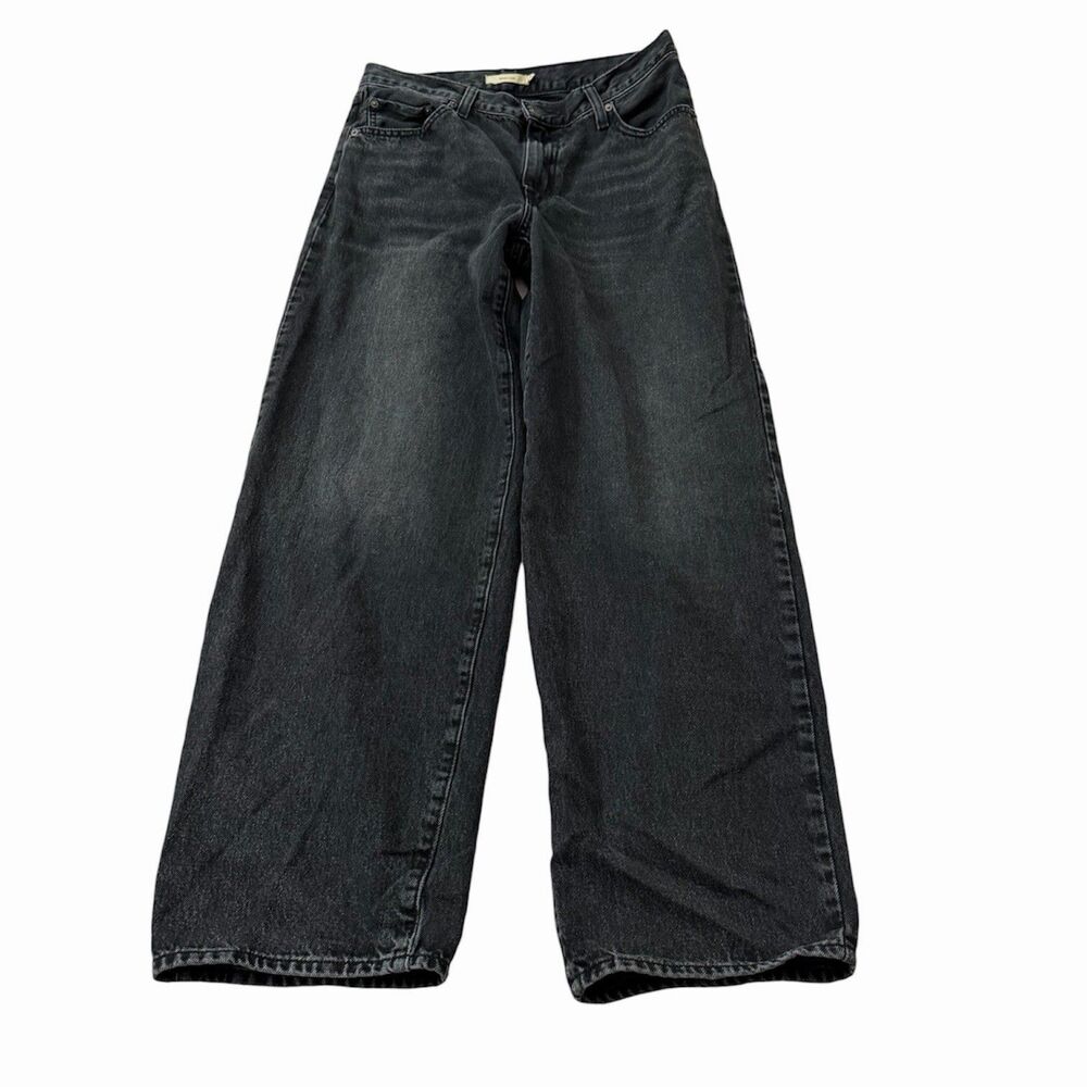 Levis Premium Baggy Dad Jeans Womens 30 x 32 Black Relaxed Wide Leg Grunge Denim